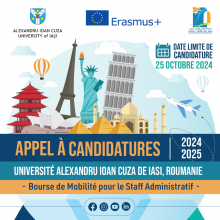 Bourse de mobilité Erasmus + ICM à l’Université Alexandru Ioan Cuza de Iași, Roumanie