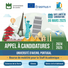 Bourse de mobilité Erasmus + à l’Université d'Aveiro, Portugal  