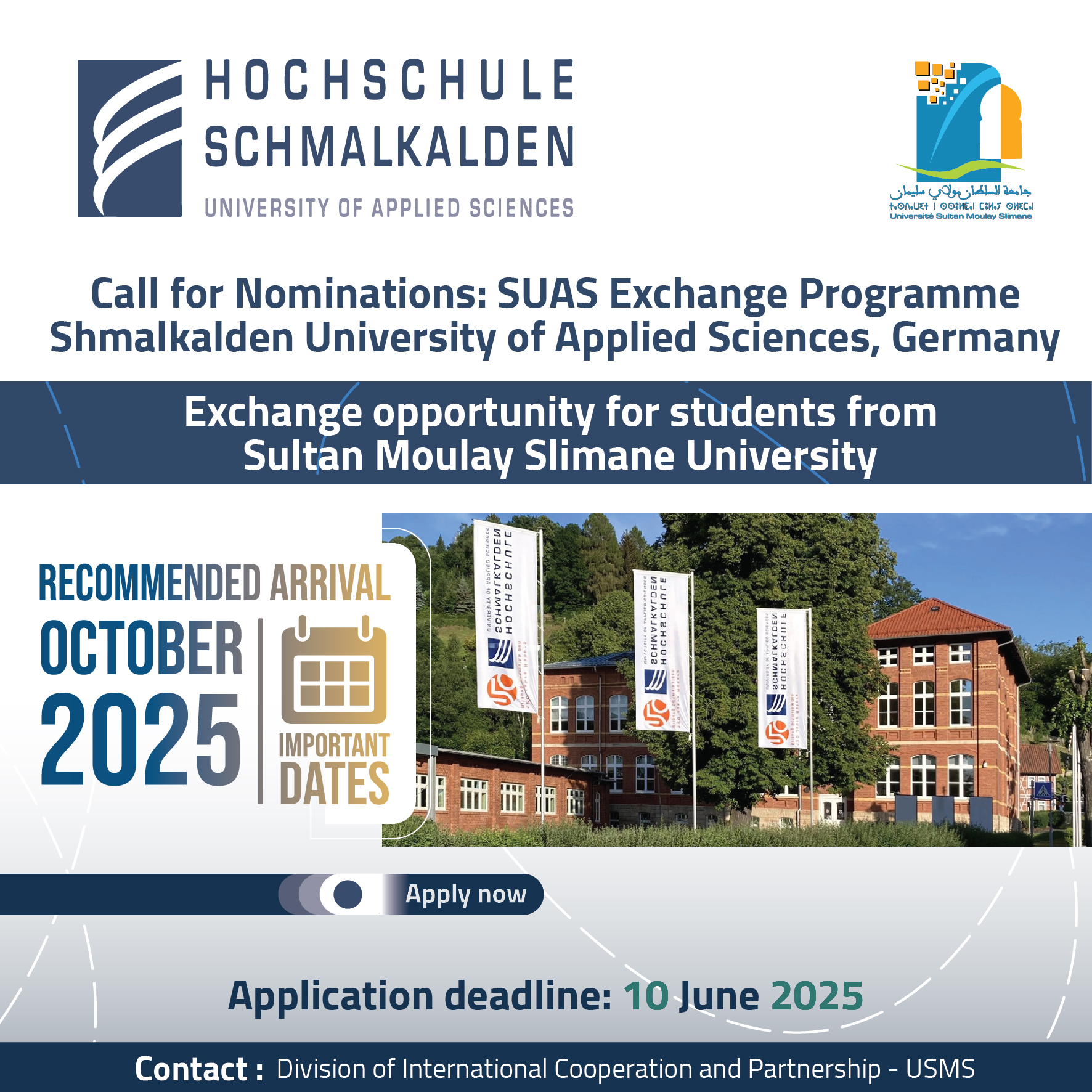 Call for Nominations: SUAS Exchange Programme - Shmalkalden University of Applied Sciences, Germany