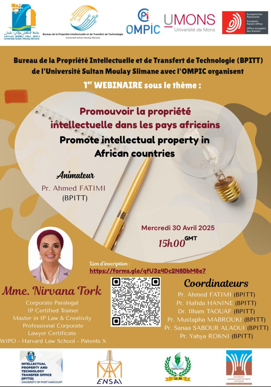 Le Bureau de la Propriété Intellectuelle et de Transfert de Technologie de l’USMS ET L’OMPIC organise un webinaire sur la promotion de la propriété intellectuelle en Afrique