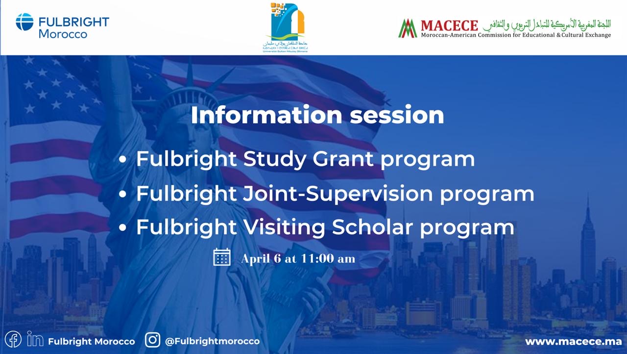  Fulbright Programs Information Session Sultan Moulay Slimane University