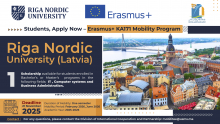 Call for Applications for Students – Erasmus+ KA171 Mobility Program – Riga Nordic University (Latvia)