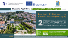 Call for Applications for Students – Erasmus+ KA171 Mobility Program – Instituto Politécnico de Castelo Branco (Portugal)