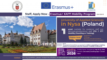Call for Applications for Staff – Erasmus+ KA171 Mobility Program – University of Applied Sciences in Nysa (Poland)
